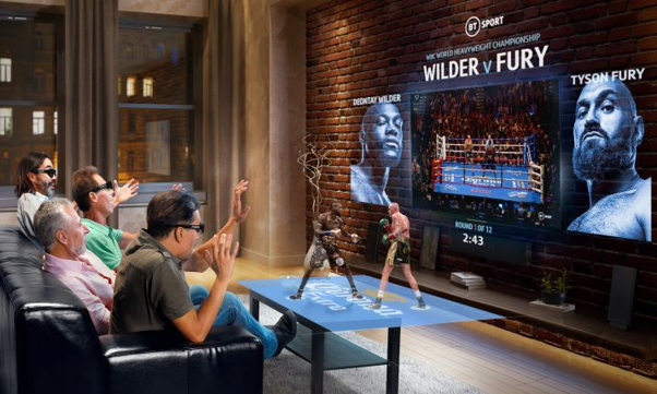 5G Edge XR allows fans to view heavyweight boxing title fights via a virtual hologram on a coffee table